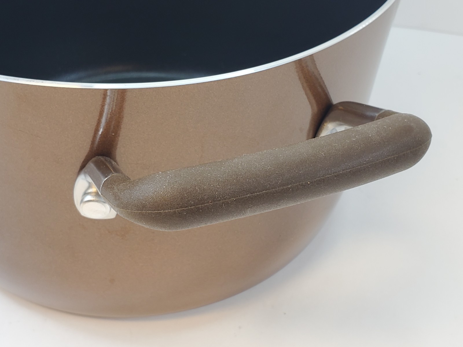 FARBERWARE 6 Qt Stock Pot Brown Non Stick Aluminum With Handles