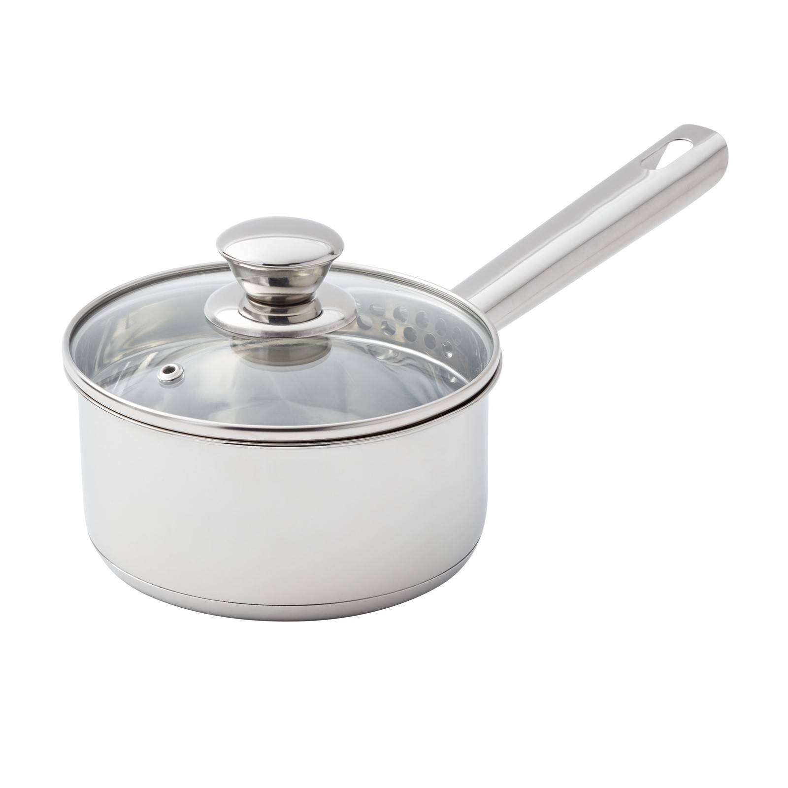 1 qt Oven Safe Stainless Steel Saucepan w/ Straining Lid Aluminum Base Cookware