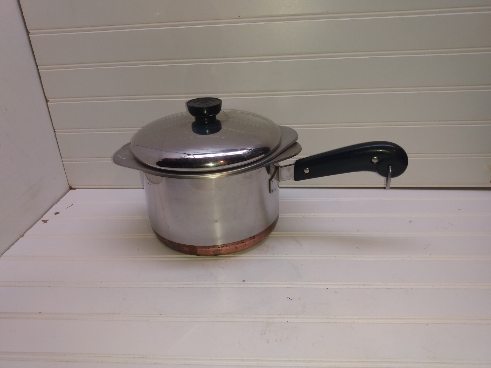 Revere Ware 3 Qt Saucepan Copper Stainless Double Boiler Insert Serving Bowl Lid