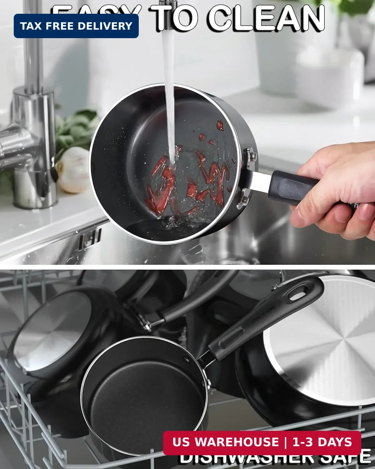 Cook N Home Basic 3 Quart Nonstick Saucepan with Glass Lid, Non Stick Aluminum S