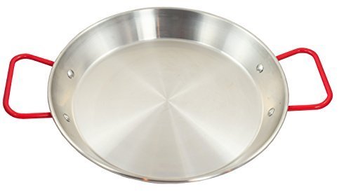 Stainless Steel Paella Pan with Red Handle