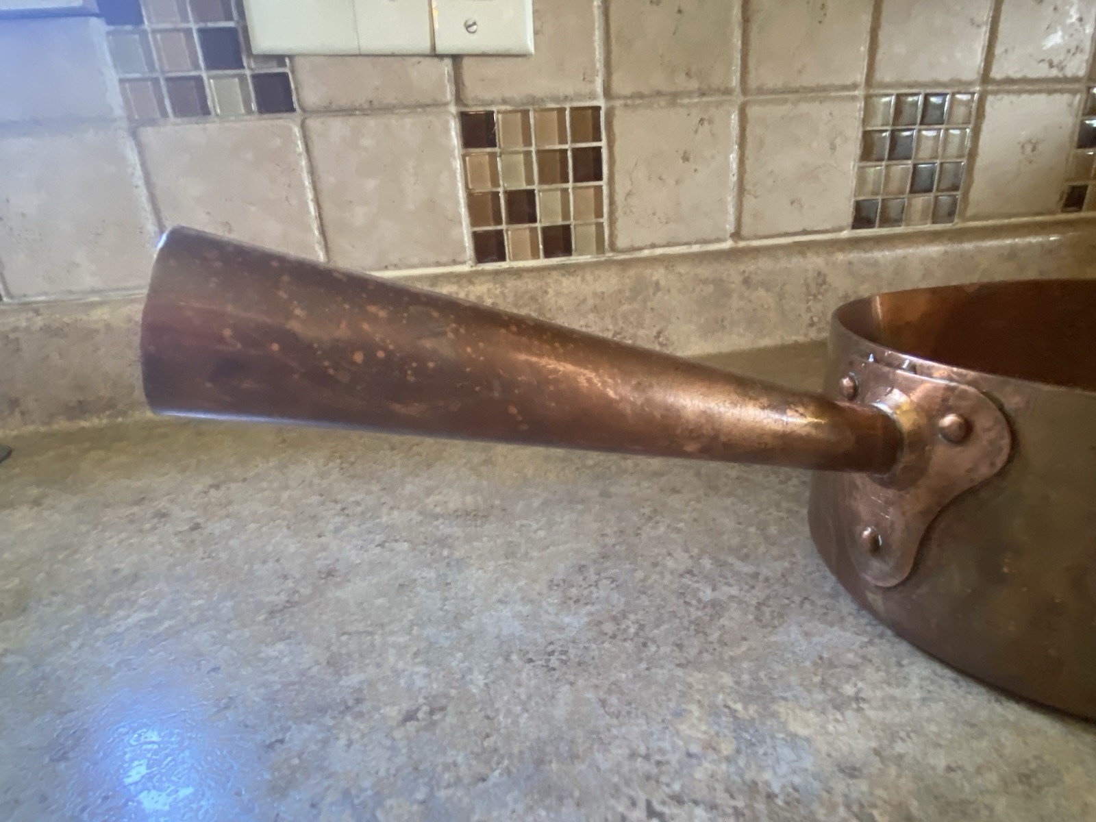FRENCH COPPER 1.75 Qt. HOLLOW HANDLE SUGAR POT w/ SPOUT