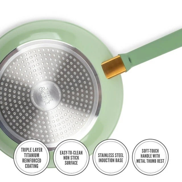 Thyme & Table 10″ Non-Stick Fry Pan Green Granite Induction Dishwasher Safe NEW
