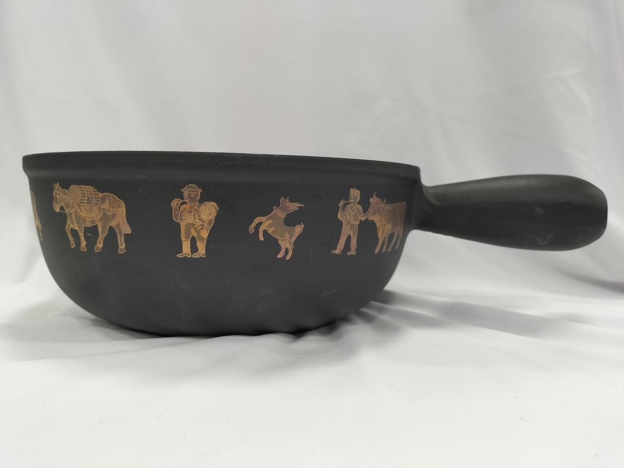 Le Creuset Decal Saucepan 22cm 2.5qt Black Appenzeller Fondue Pot Pan Cast Iron