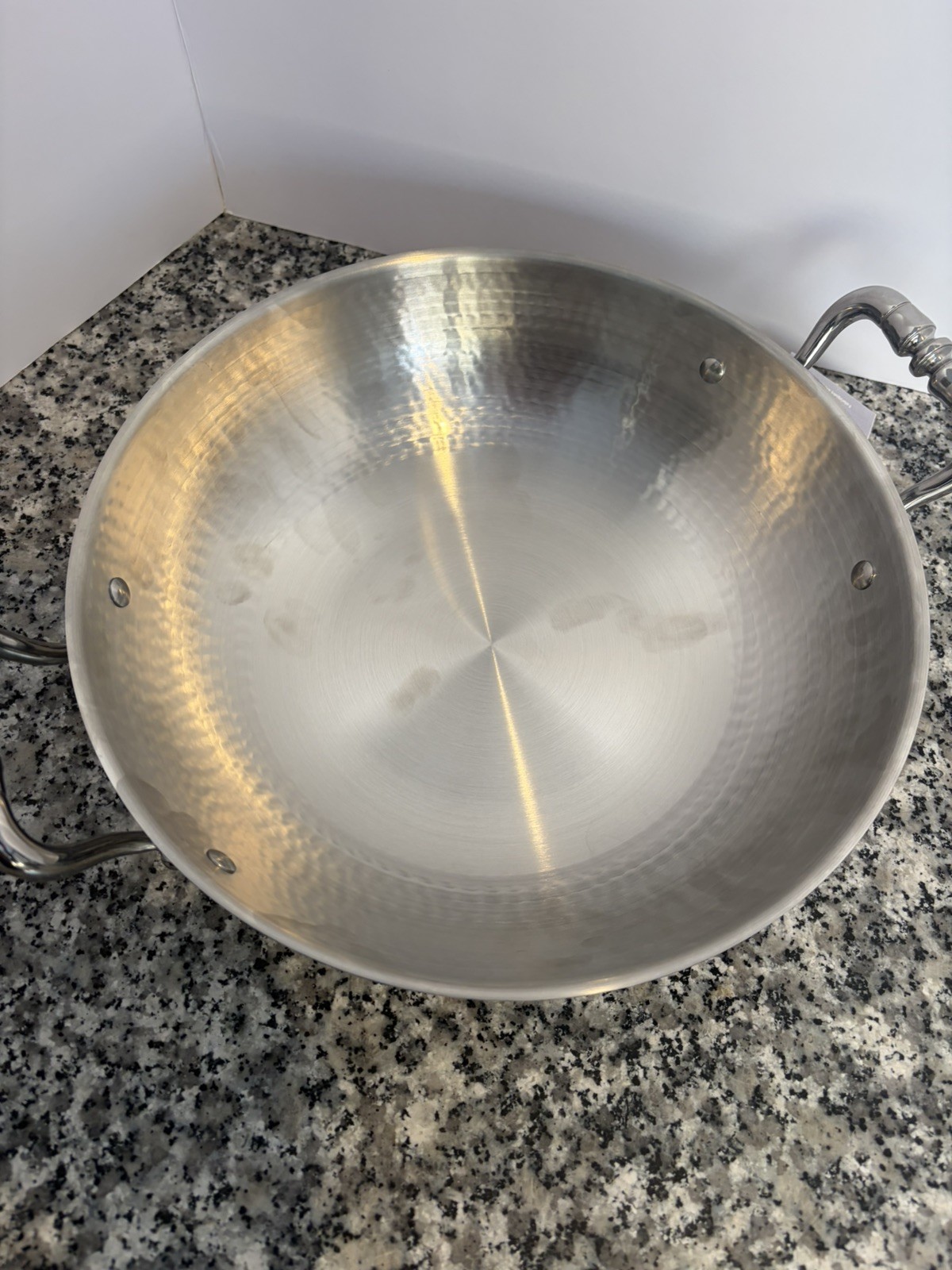 Ruffoni Opus Prima Hammered Stainless-Steel Wok 12” w/ Tomato Knob, 4 3/4-Qt
