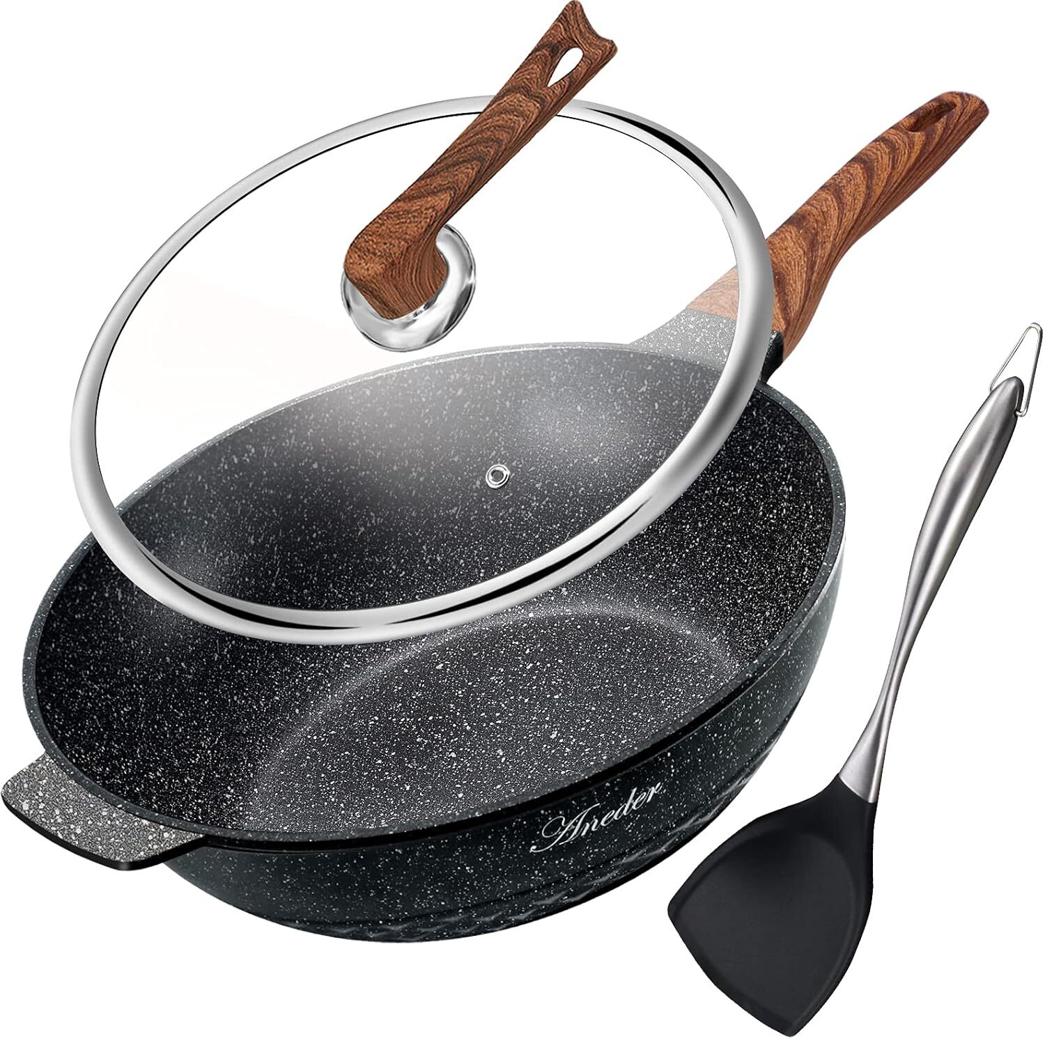 Sauté Pan Non-Stick 12.5-inch Pan, Electric, Induction and Gas Cooktop Sauté Pan