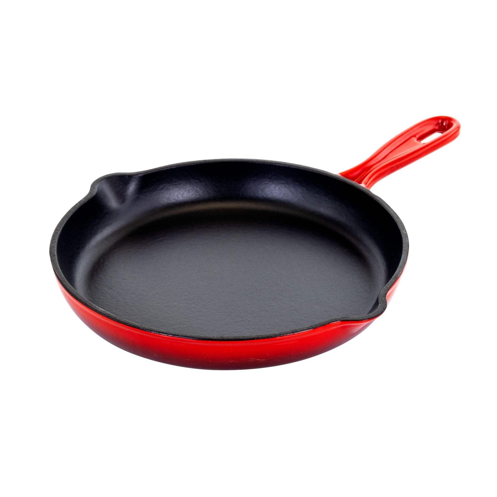 MegaChef Round 10.25″ Enameled Cast Iron Skillet in Red
