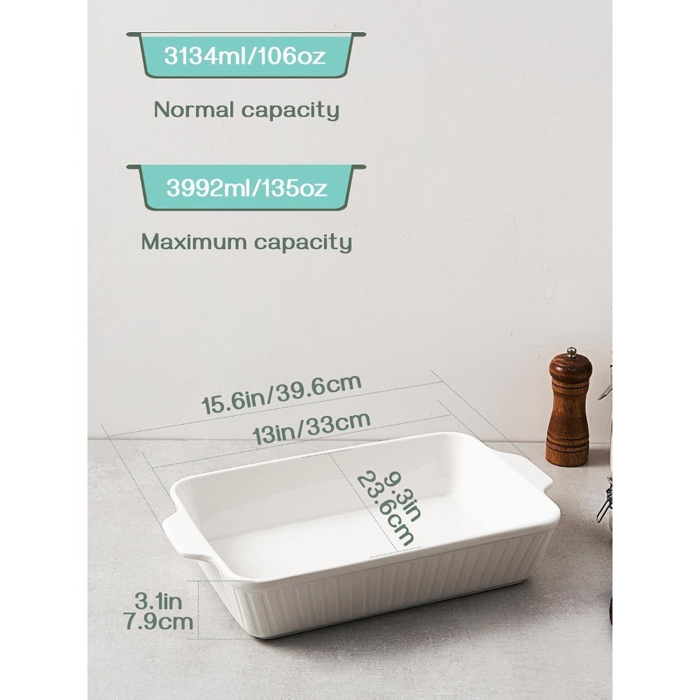 Casserole Dish, 9×13 Ceramic Baking Dish, Large Lasagna Pan