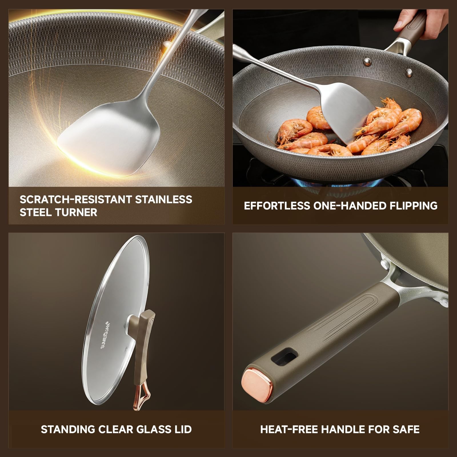 13″ Non-Stick Titanium Wok with Lid, Cool-Touch Handle, Dishwasher Safe, Inducti