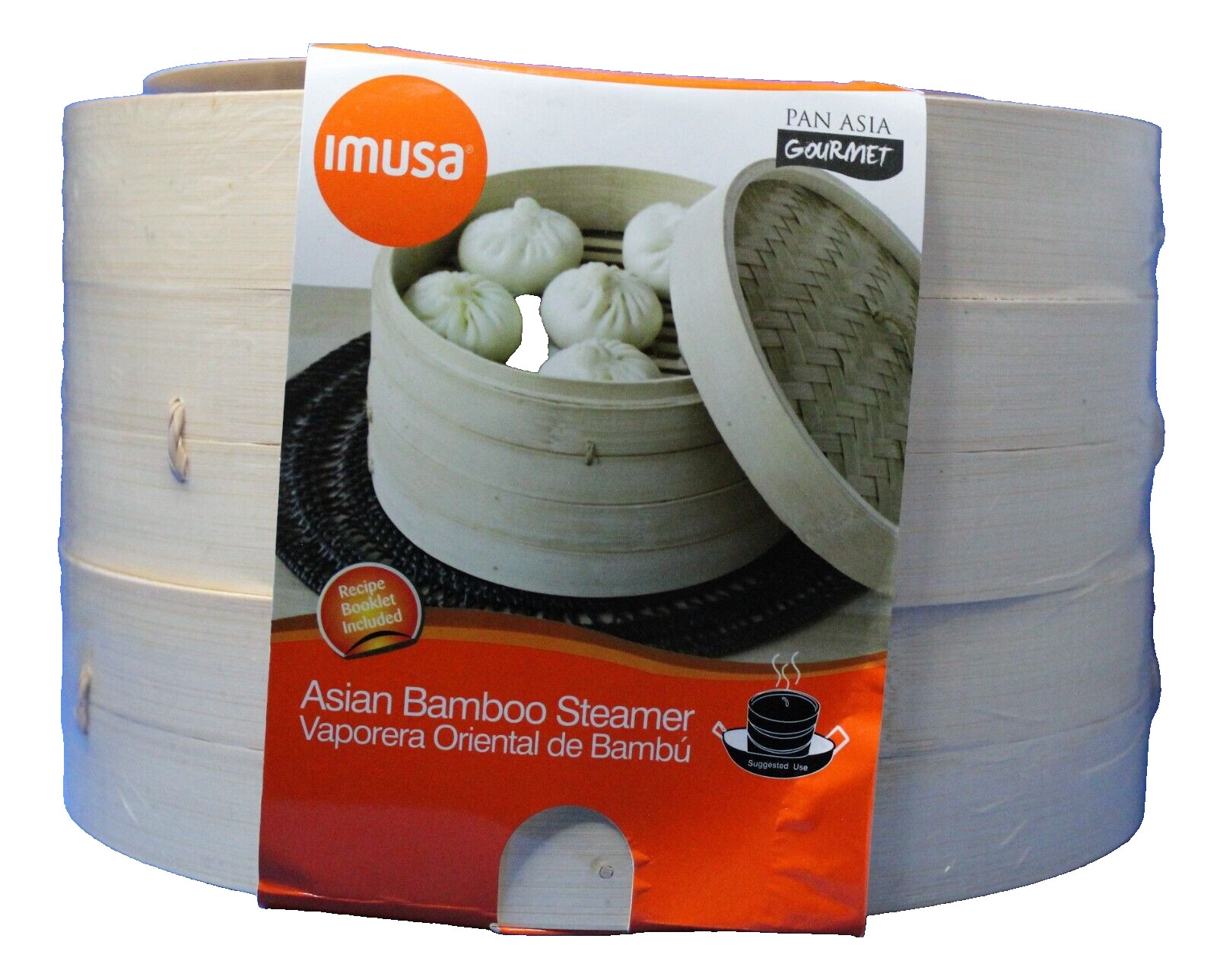 Asian Bamboo Steamer Basket with Cookbook Imusa Five Tier Natural Dumplings