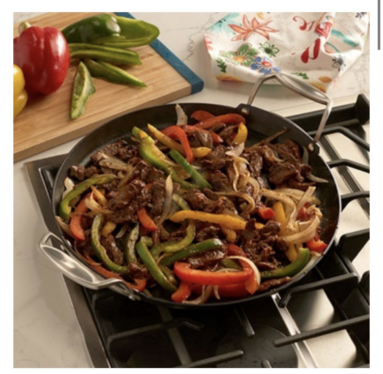Round Black Metal Non-Stick Paella Pan with Double Handles, Gas Compatible