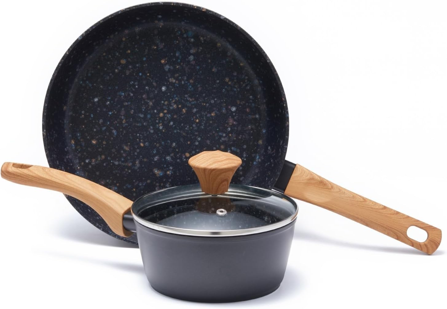 2-Piece Nonstick Cookware Set,10.25 Inch Frying Pan & 1.43QT Saucepan with Li…
