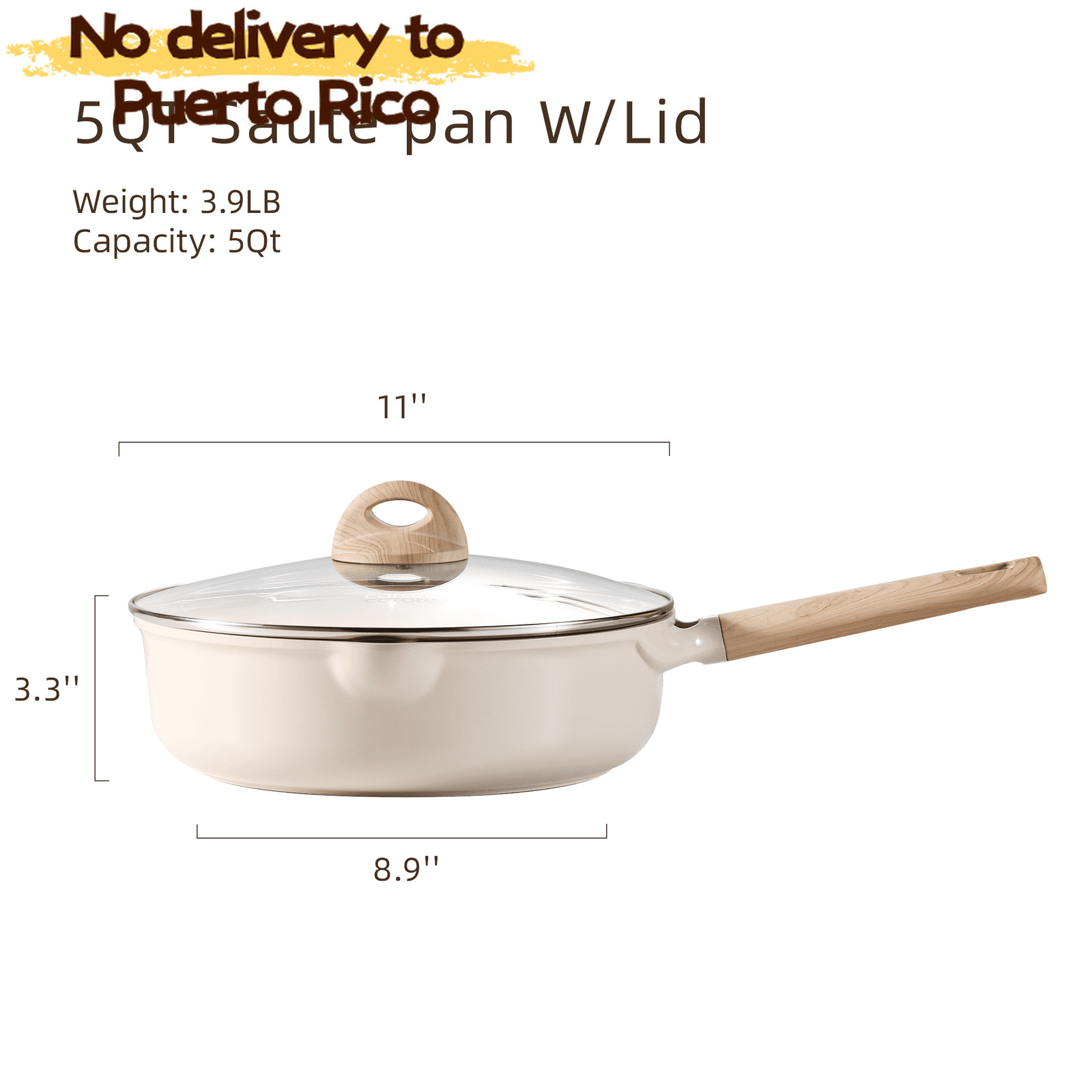 Ceramic NonStick Jumbo Cooker with Induction 11″Saute Pan With Lid Cover,5QT new