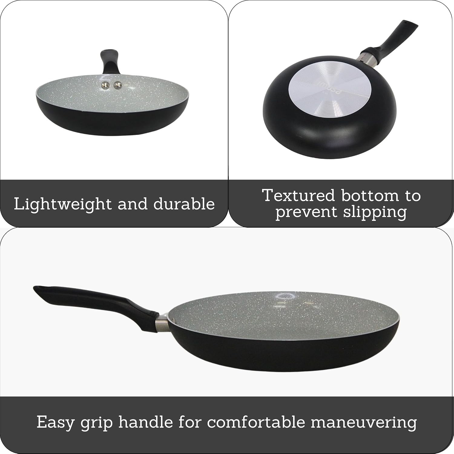 12″ Premier Ceramic Nonstick Fry Pan with Cool Touch Handle, Matte Black