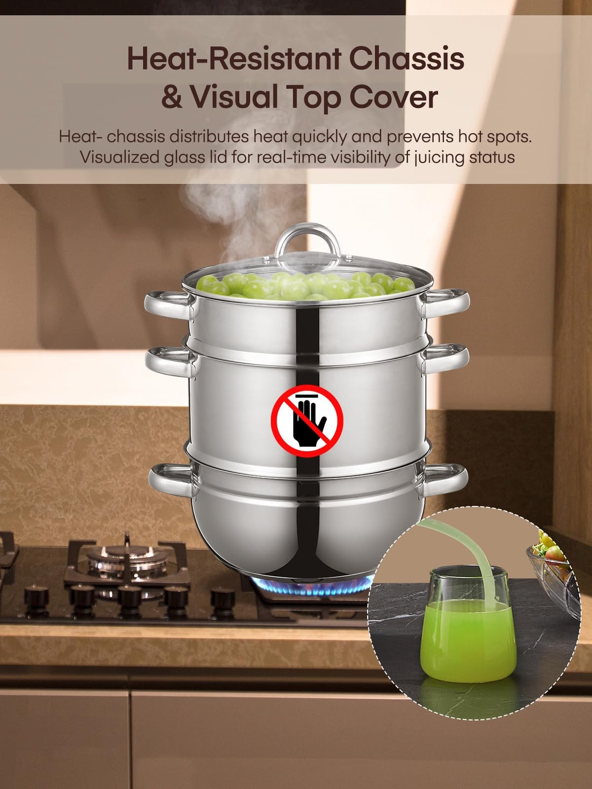 11Qt Steam Juicer Extractor Stainless Steel, Juice Steamer Pot for Fruit & Ve…