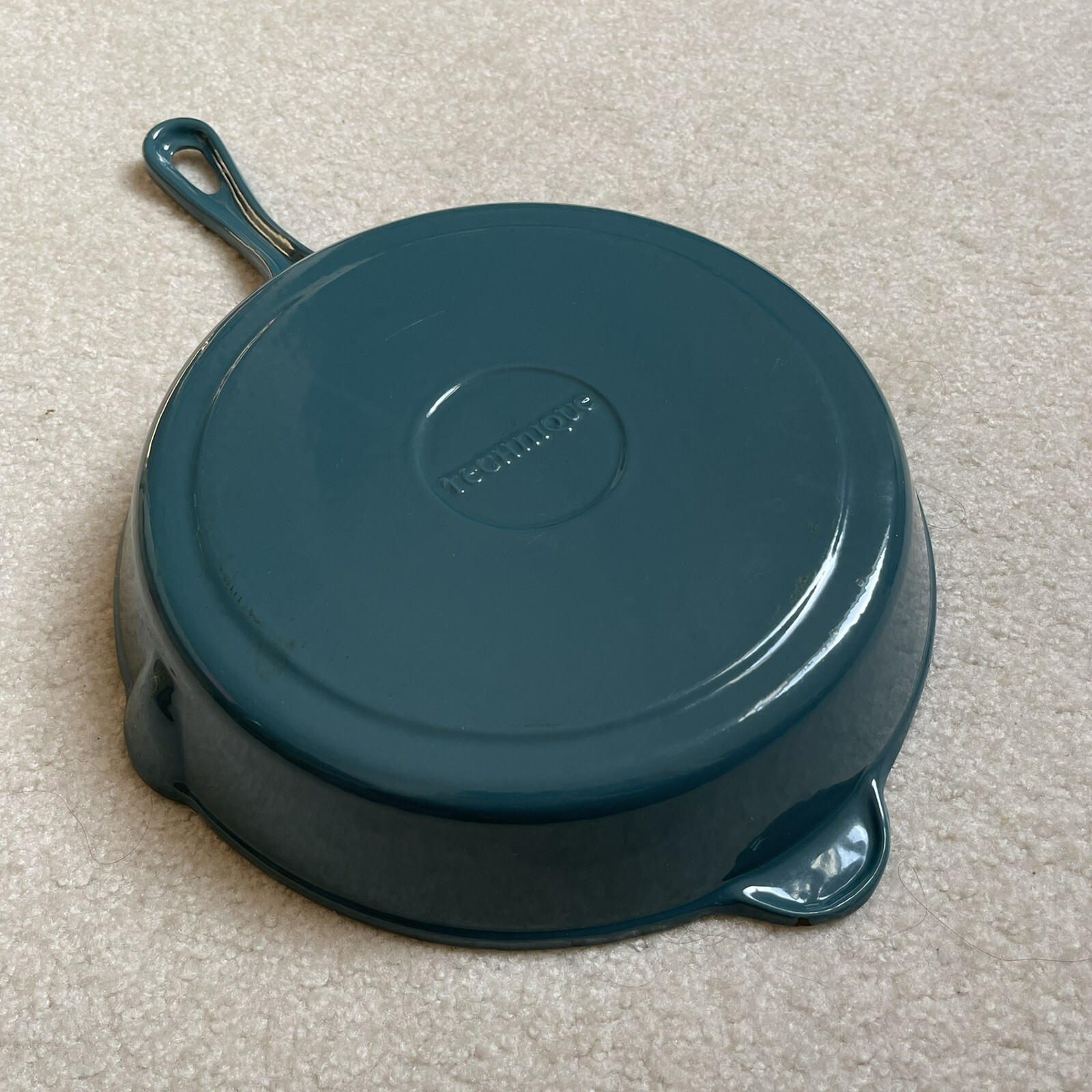 Technique, Grill Pan 10.5 Inches, Turquoise/Teal, Cast Iron Enameled