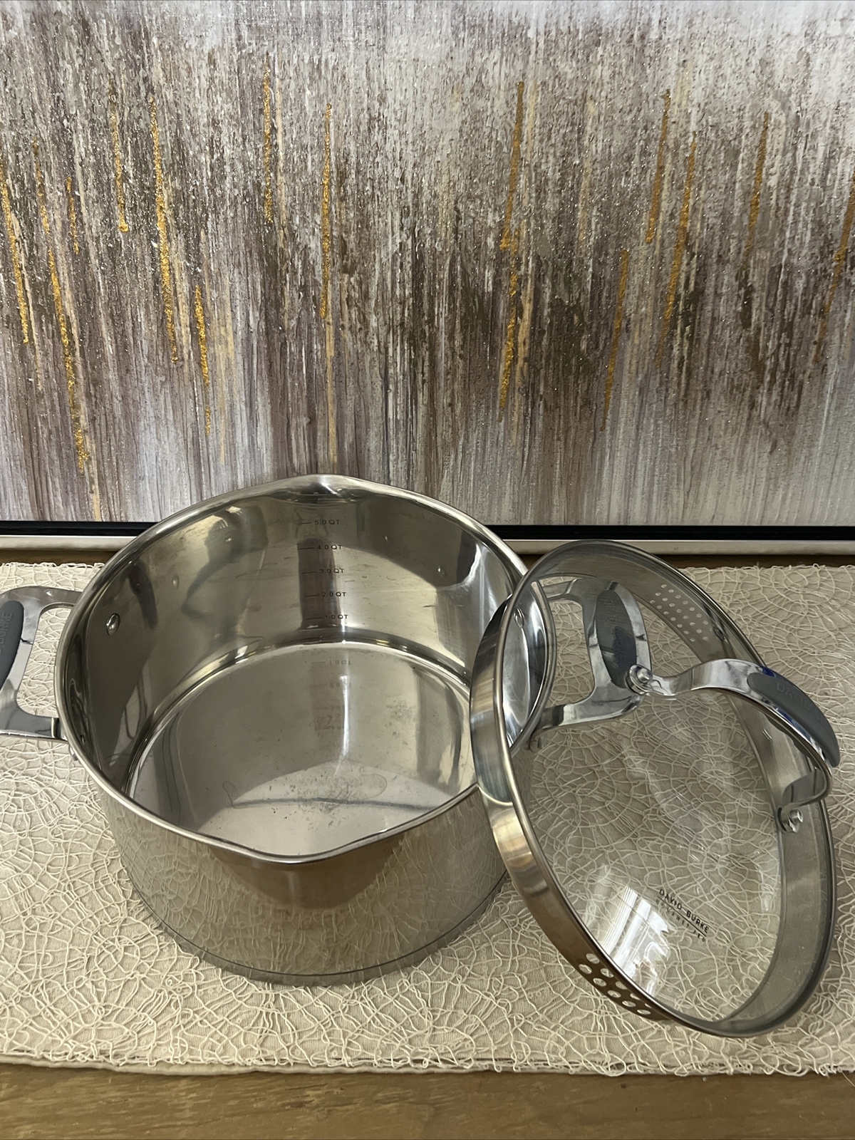 David Burke Gourmet Pro Heavy Gauge Stainless 6.3 Qt. /6L Stockpot /Lid Strainer