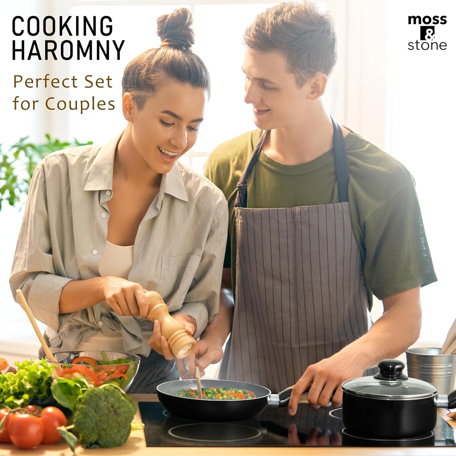 6 Pcs Black Nonstick Cookware Set, Pots And Pans Set Non stick With Glass Lid…