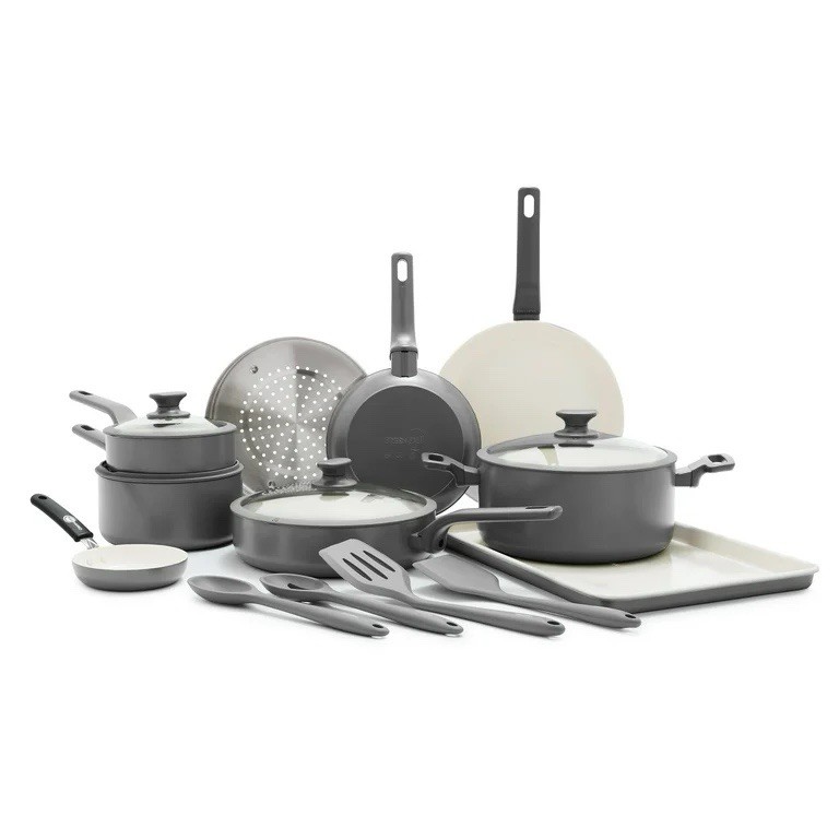 GreenPan Essence 17 Piece Cookware Set Non-Toxic Ceramic Nonstick Pots & Pans