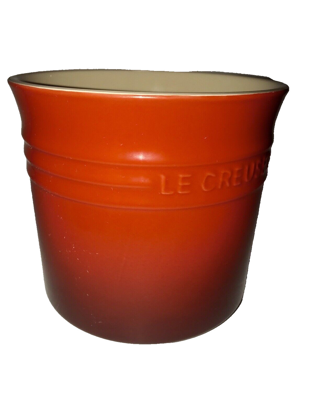 Le Creuset Kitchen Utensil Holder Crock 2.3L Cerise Red Stoneware Large 2-3/4 qt