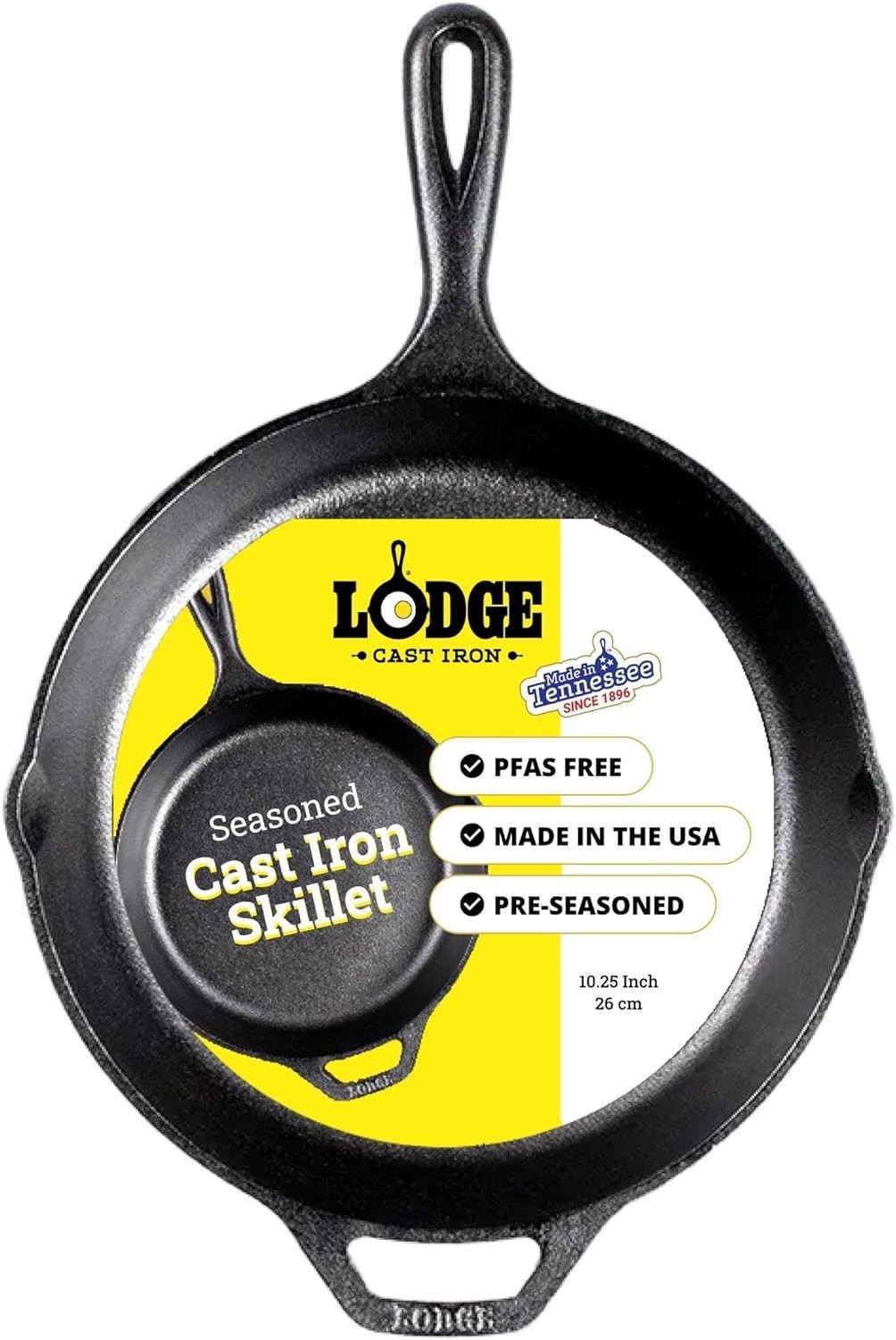 10.25in Cast Iron Skillet Pre-Seasoned Oven Safe Frying Pan