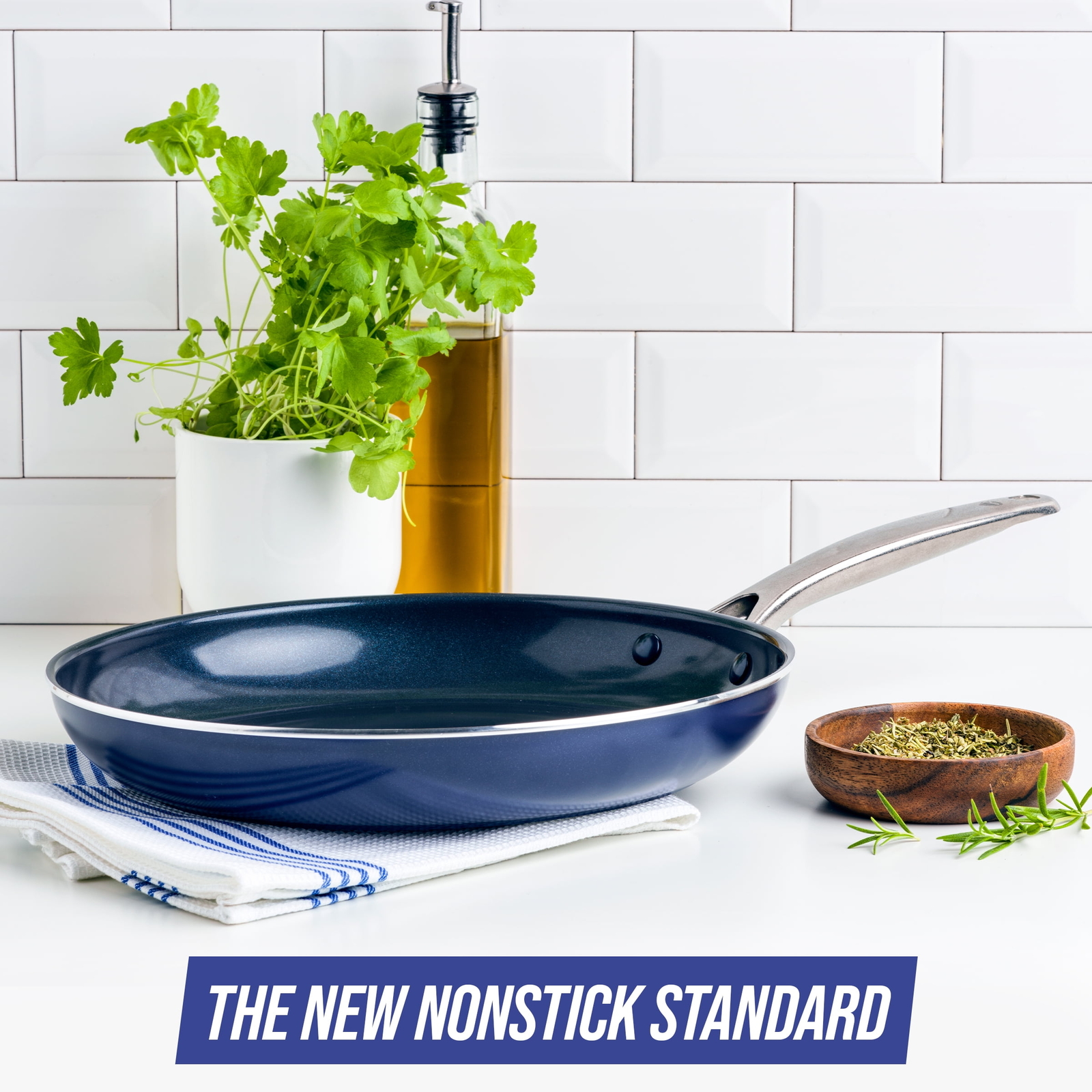 Blue Diamond Toxin Free Ceramic Nonstick Metal Utensil Open Frypan/Skillet, 12″