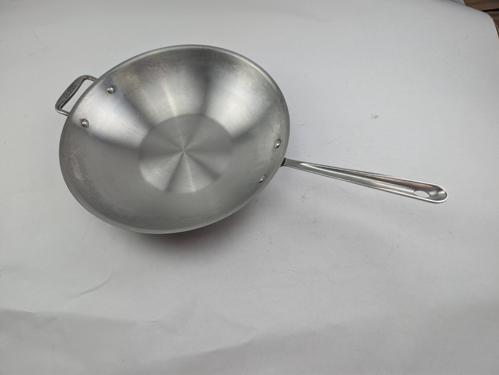All-Clad 14” Stainless Steel Wok Stir Fry Pan USA Induction Compatible No Lid