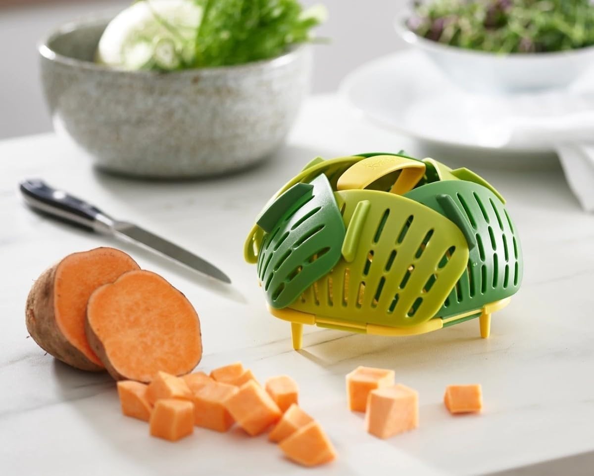 Bloom Folding Steamer Basket for Vegetables, Expandable for Various Pans, Com…