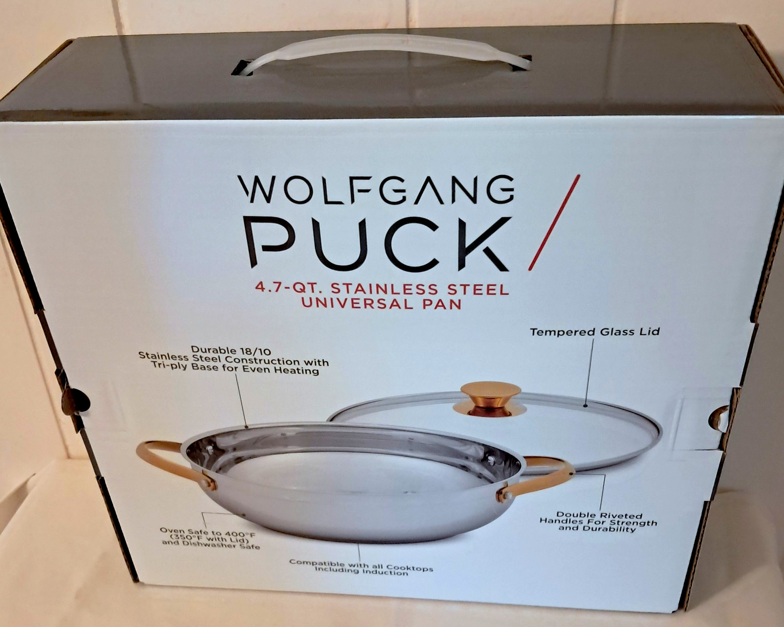 WOLFGANG PUCK 4.7 QT STAINLESS STEEL UNIVERSAL PAN WITH LID NIB