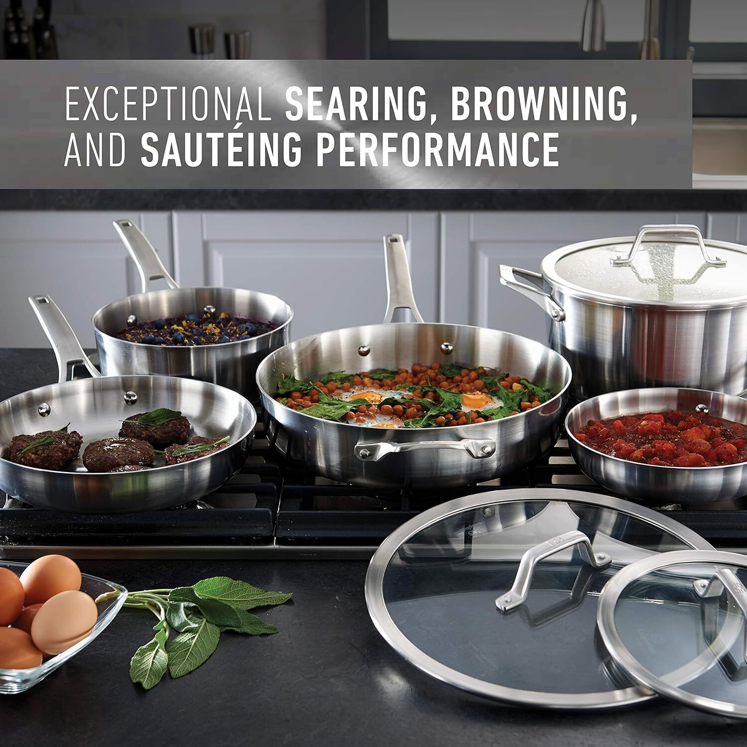 Calphalon Stainless Steel 11-Piece Cookware Pots & Pans Set w/ Stay Cool Handles