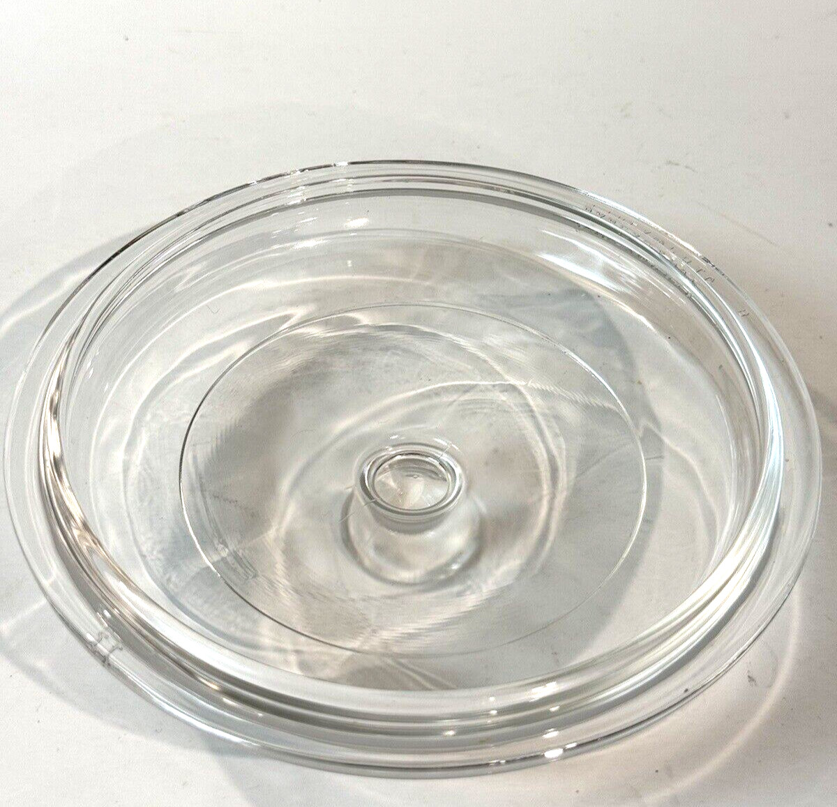 Pyrex P81C Round Clear Glass Lid Corning Ware Replacement Knob Handle 6 in VTG