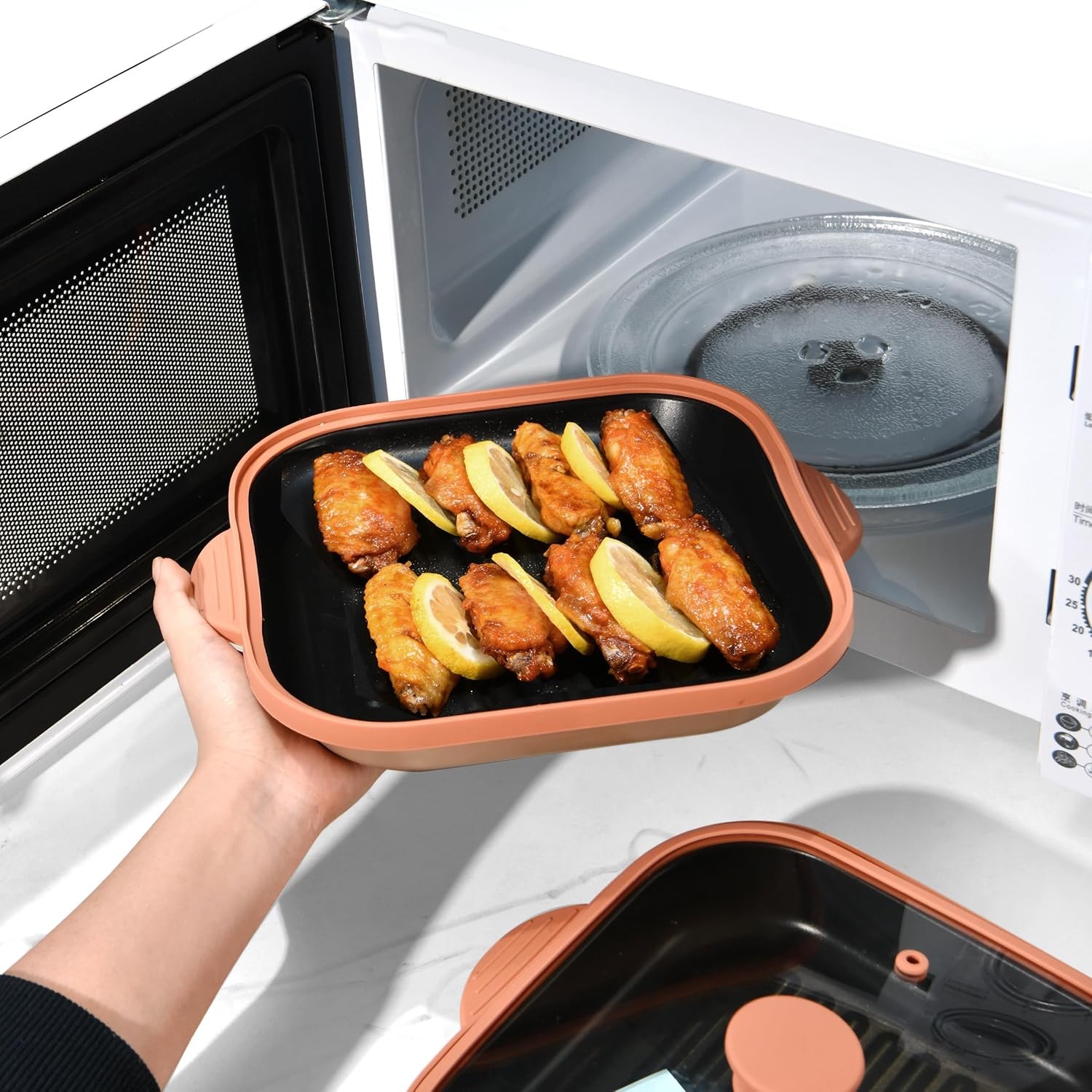 Microwave Grill Pan with Cover – Bacon Cooker, Crisper & Grilled Cheese Maker