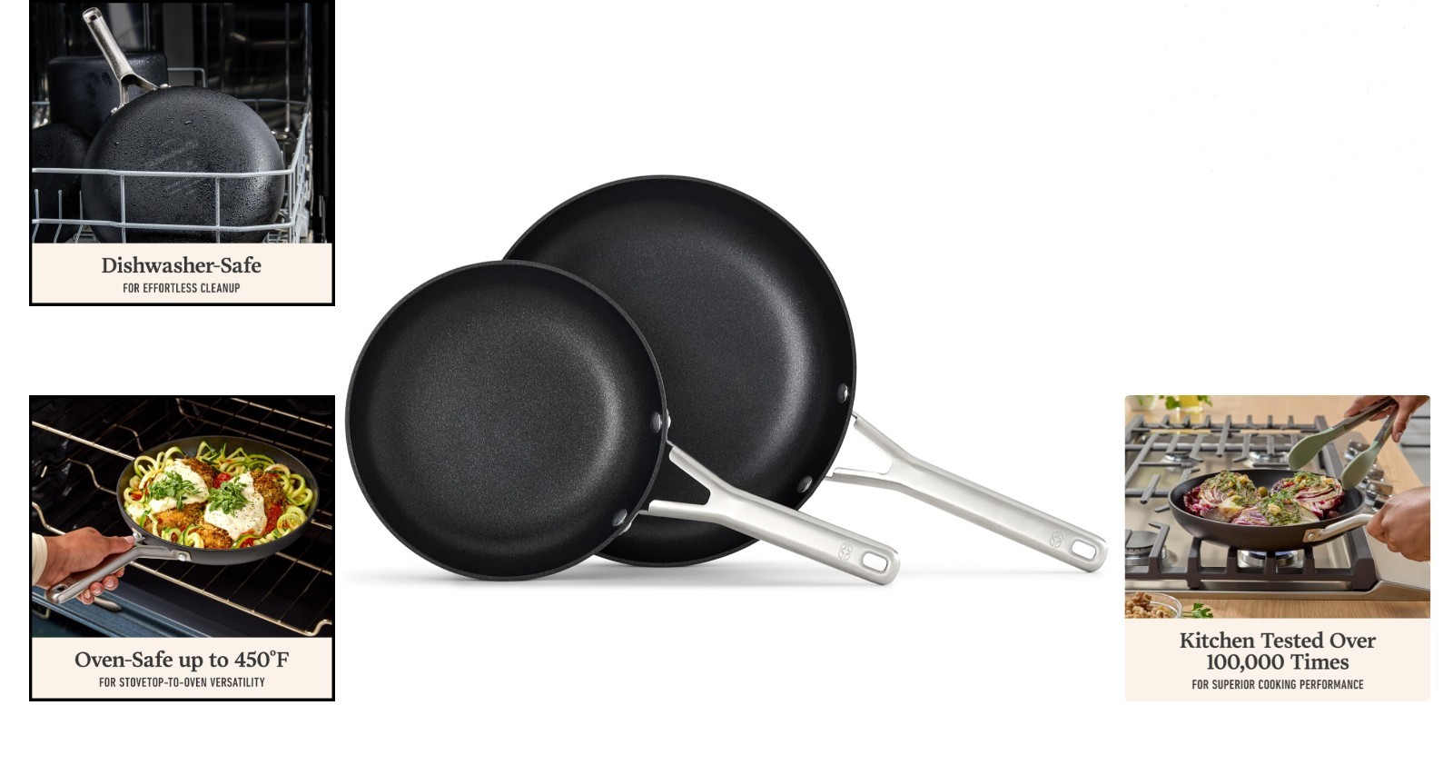 Hard-Anodized Nonstick Frying Pan Set 8 & 10 Inch Dishwasher Safe Aluminum M …