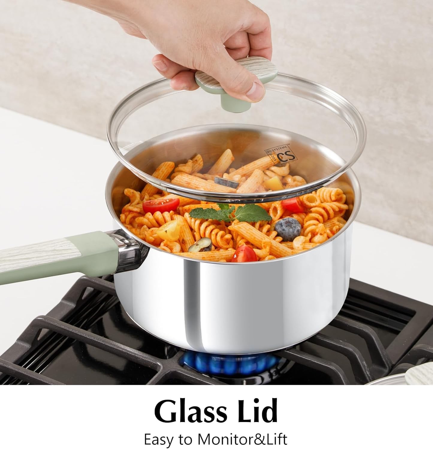 6 PCS Stainless Steel Sauce Pan Set, 1.5QT & 2QT & 3QT Stainless Steel Pot Set