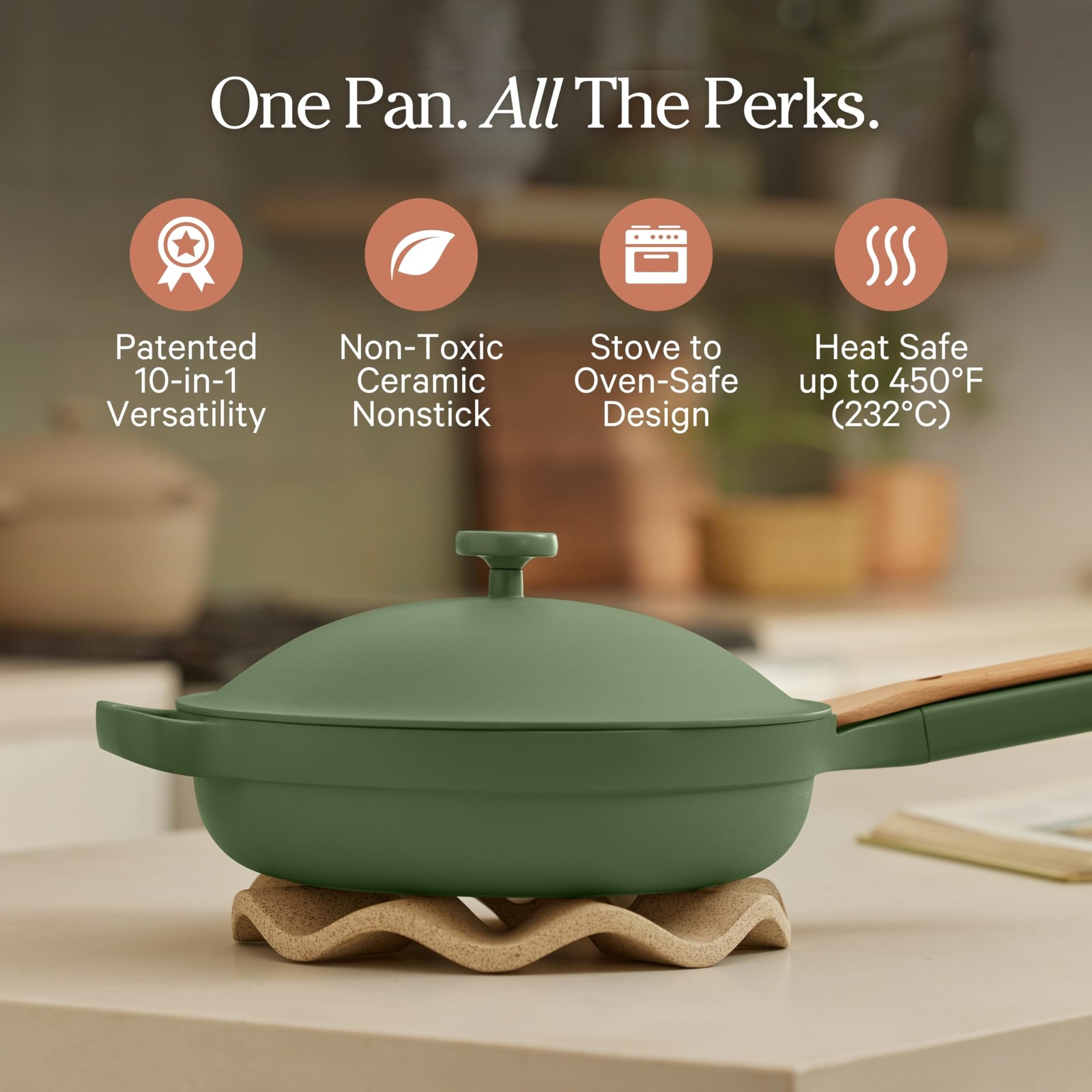 Always Pan 2.0 | 10.5″ Ceramic Pan with Modular Lid, Steamer Basket & Spatula…