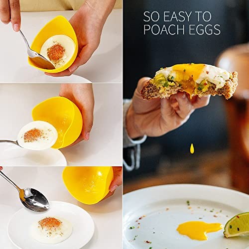 4 Pack Silicone Egg Poacher Cups Nonstick Cooking Molds for Stovetop Air Fryer