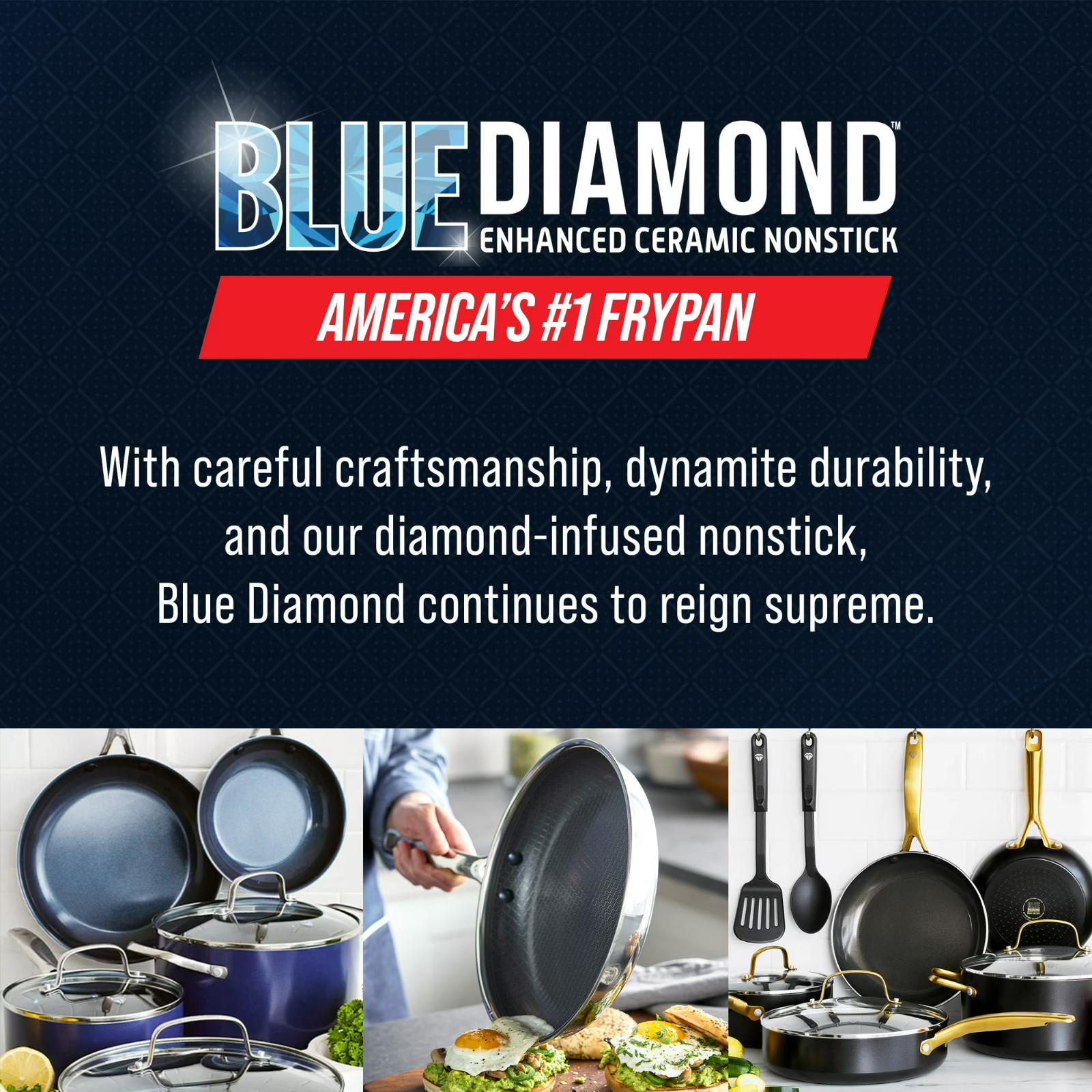 Blue Diamond 10pc Diamond-Bond Hybrid Nonstick Ceramic Stainless Steel Cookware