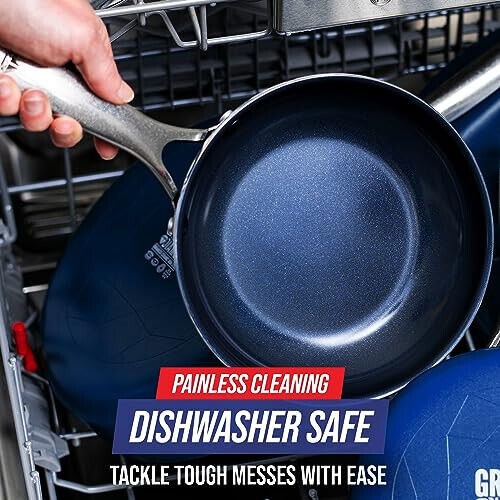 Blue Diamond 12″ Nonstick Frying Pan with Lid, Diamond Infused PFAS & PTFE-Free