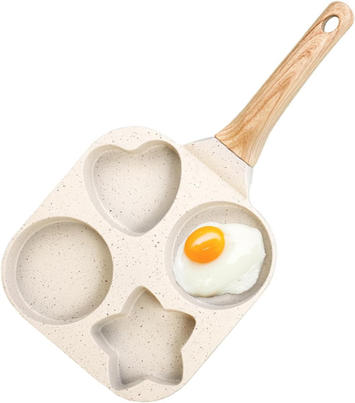 Pan with Anti-scald Handle, Breakfast Skillet for Eggs, Pancakes, Bacon (White)