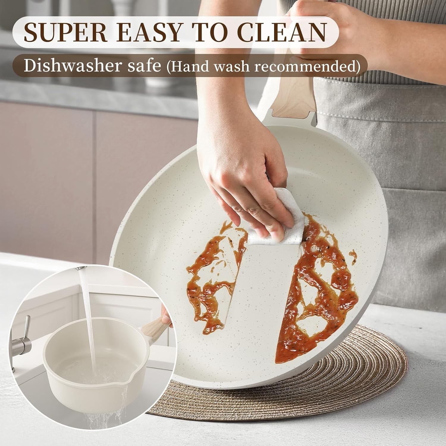 Ceramic Pots and Pans Set Nonstick Teflon Free Induction Cookware Kitchen