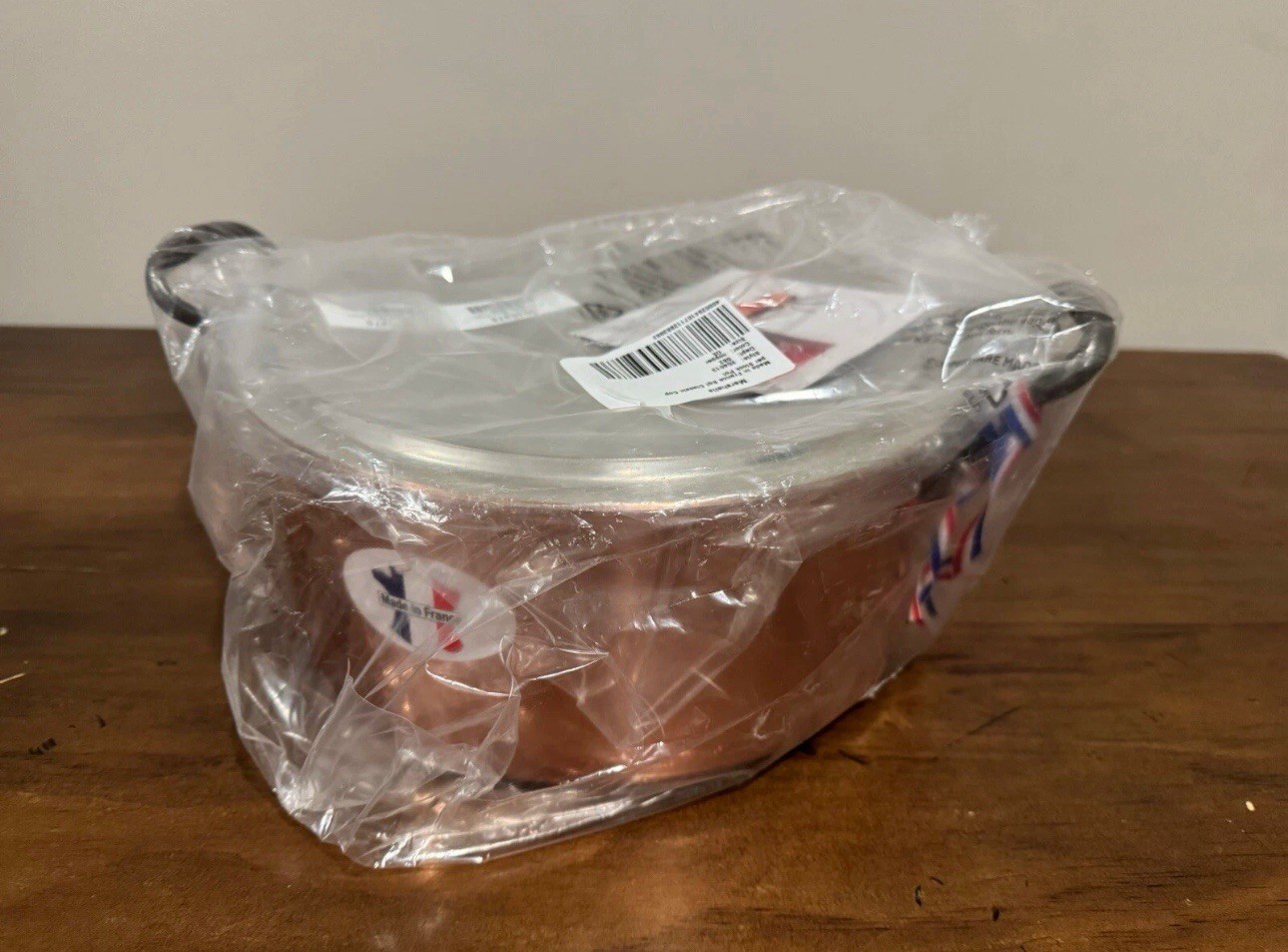 Baumalu Copper 9.5 Inch Stock Pot With Lid. 5lbs 11 oz. Made In France.