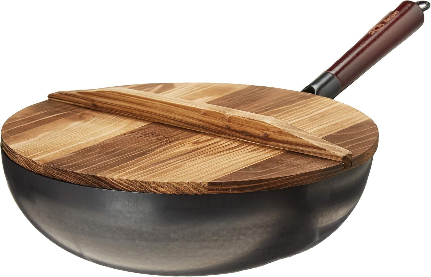Carbon steel wok for electric stove (including lid and spatula)