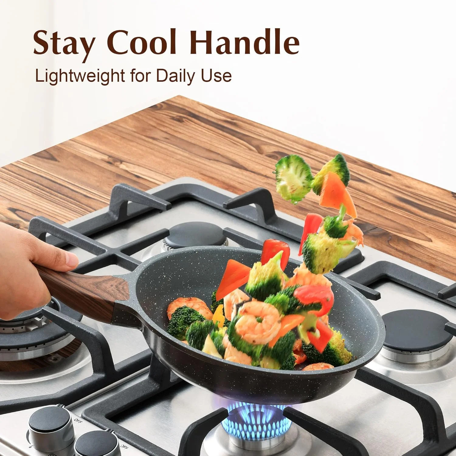 Nonstick Frying Pan Skillet with Lid, Omelet Pan with Cover, (8inch + Glass Lid)