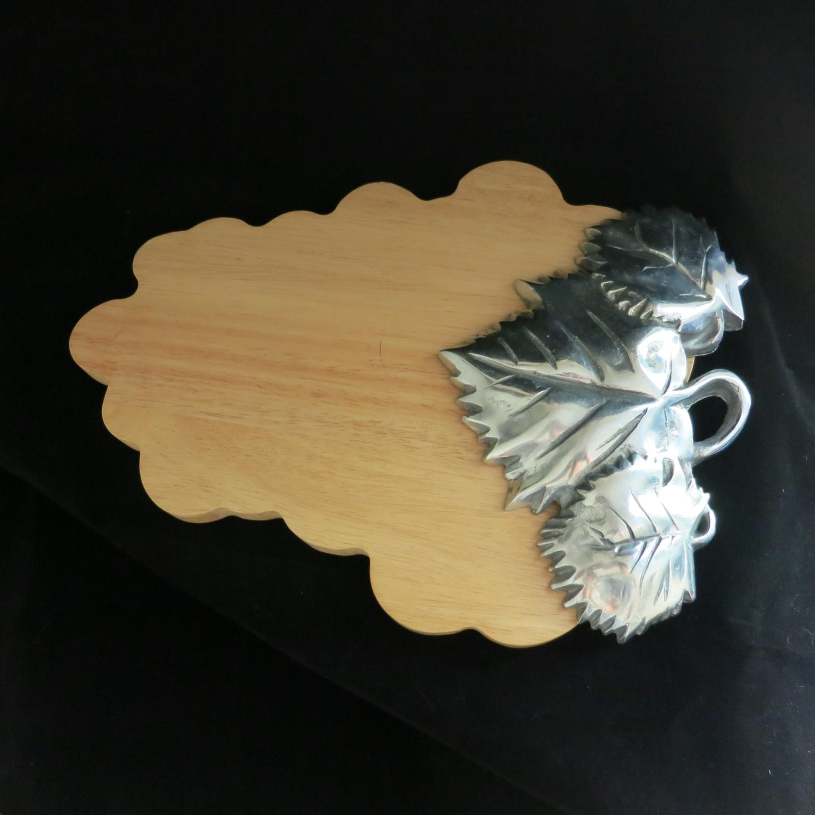 Vintage Grape Wood and Aluminum Cutting Board -Hanging Wall Art