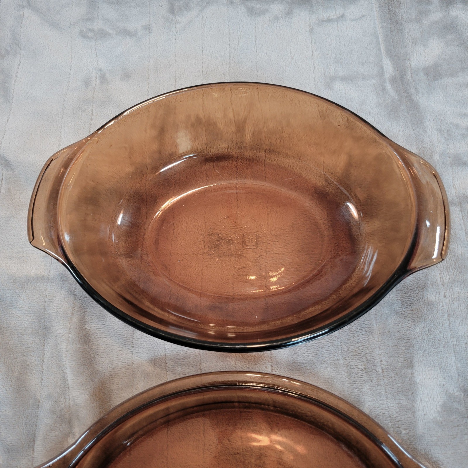 Anchor Hocking Fire King Oval Casserole Dish Amber Glass w Lid 433 1.5 Vintage