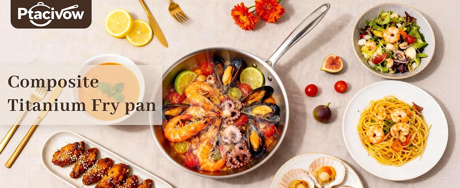 9.45″ Titanium Pans for Cooking Pure Healthy Titanium Frying Pan | No Coating