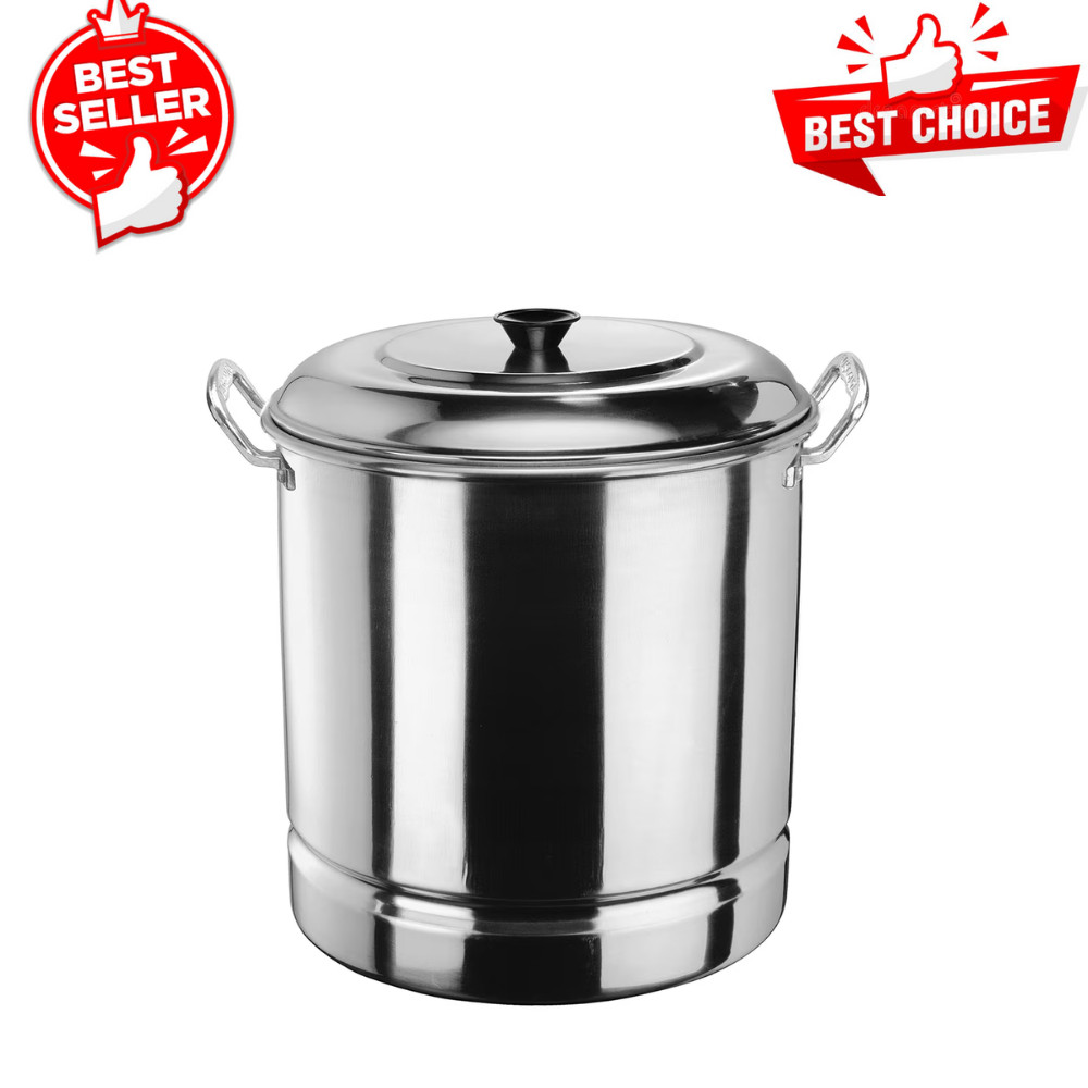Vasconia 32 Quart Aluminum Steamer Pot with Lid for Tamales Seafood Cooking New