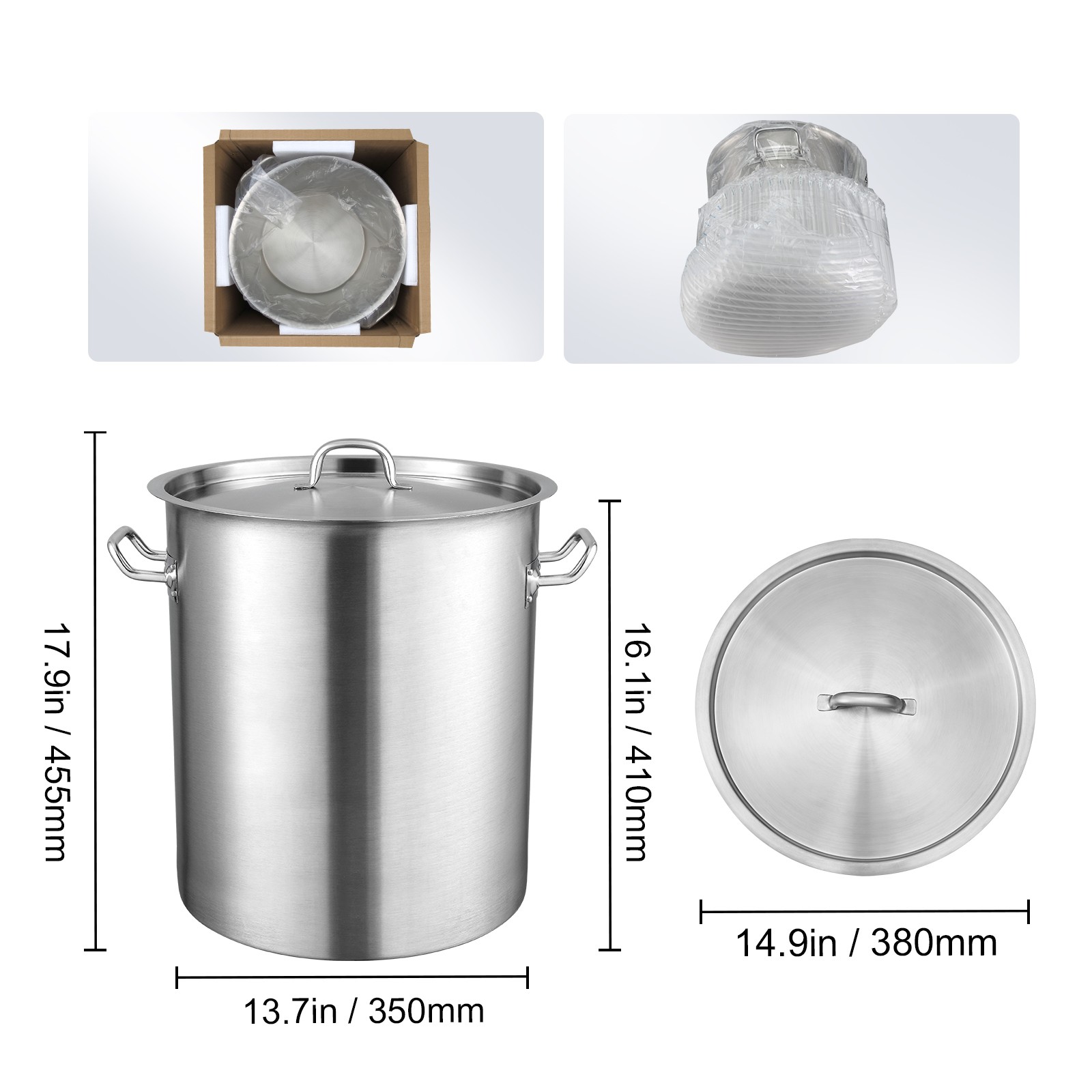 Uimoso Stainless Steel 42 Quart Stockpot with Lid for Cooking and Kitchen Use