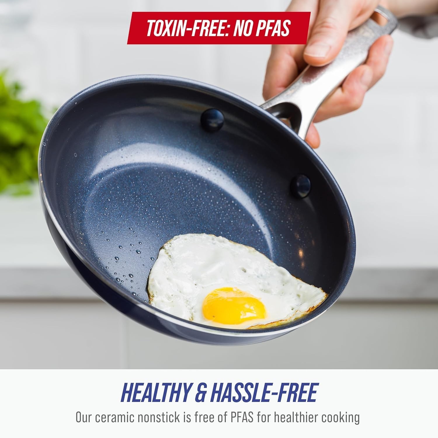 Ergonomic 8” Frying Pan with Stainless Steel Handle – Dishwasher Safe Design