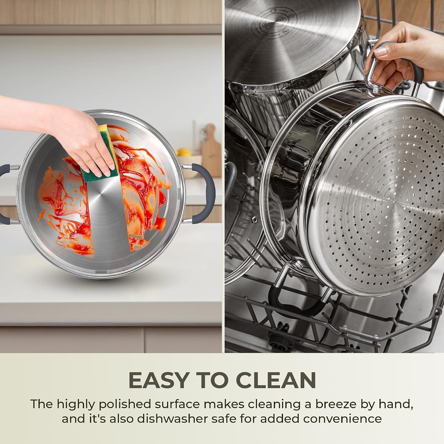 Stainless Steel Steamer Pot 5 Qt with Glass Lid 2 Tier Food Steamer Basket
